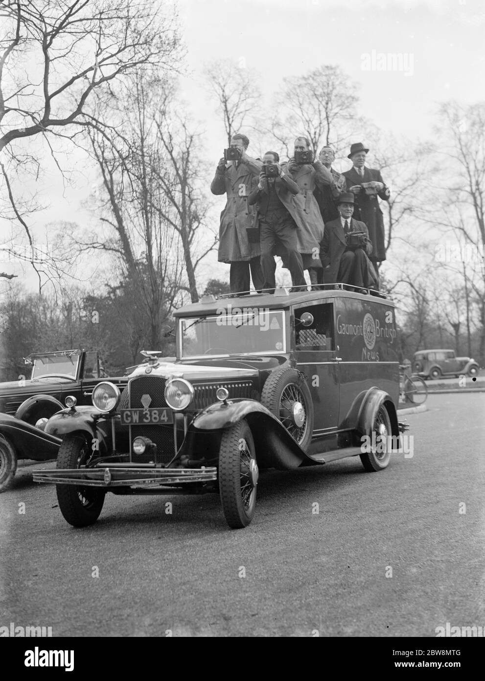 Eine Fotografentribüne während der Pickwick-Feierlichkeiten. 1936 Stockfoto