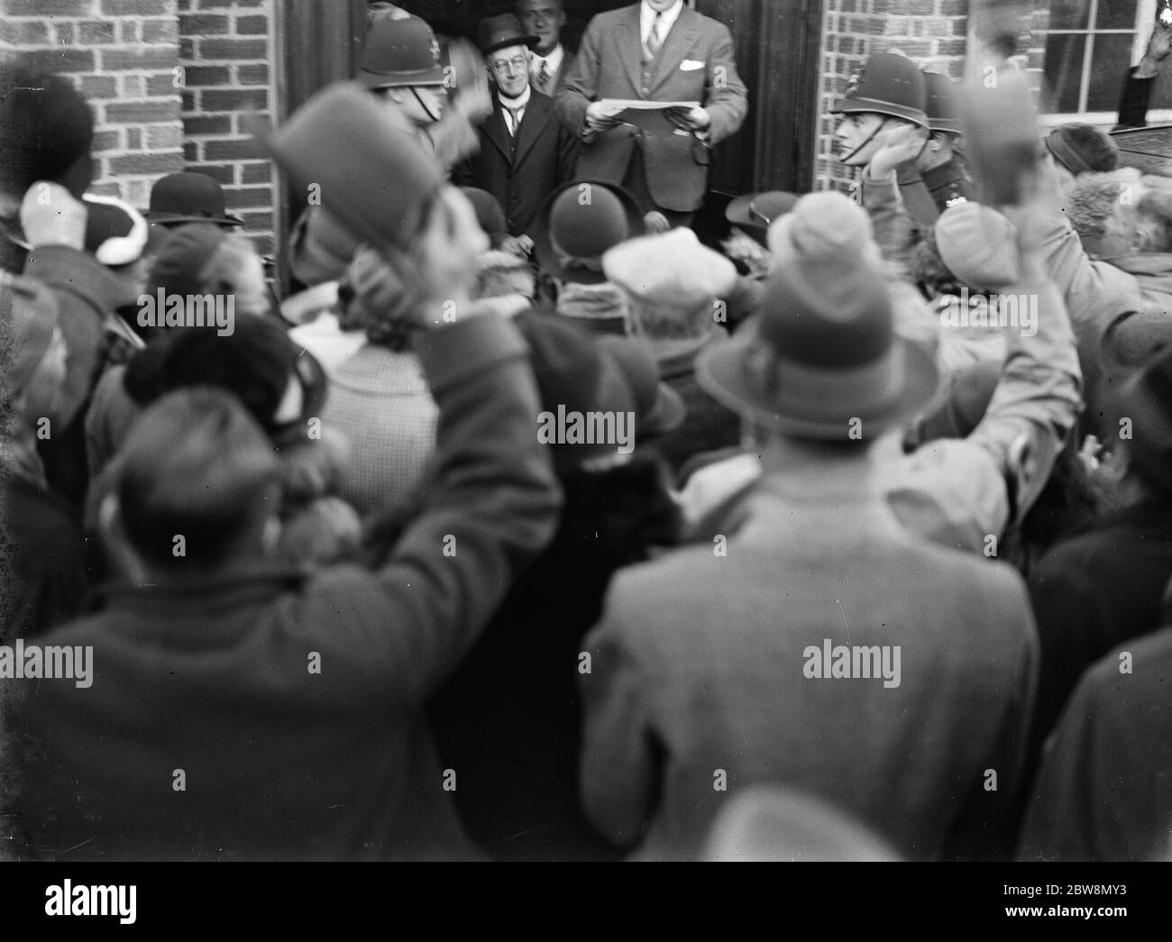 Die Lesung des Wahlergebnisses in Sidcup, Kent. 1935 Stockfoto