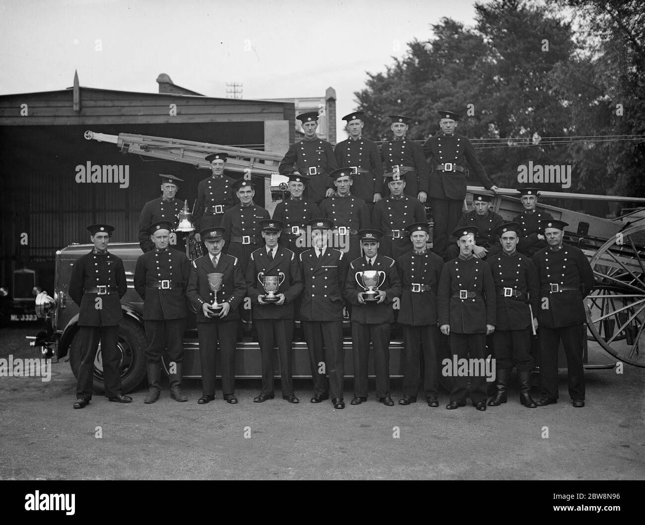 Sidcup Feuerwehr Pose für ein Gruppenfoto . 1938 Stockfoto