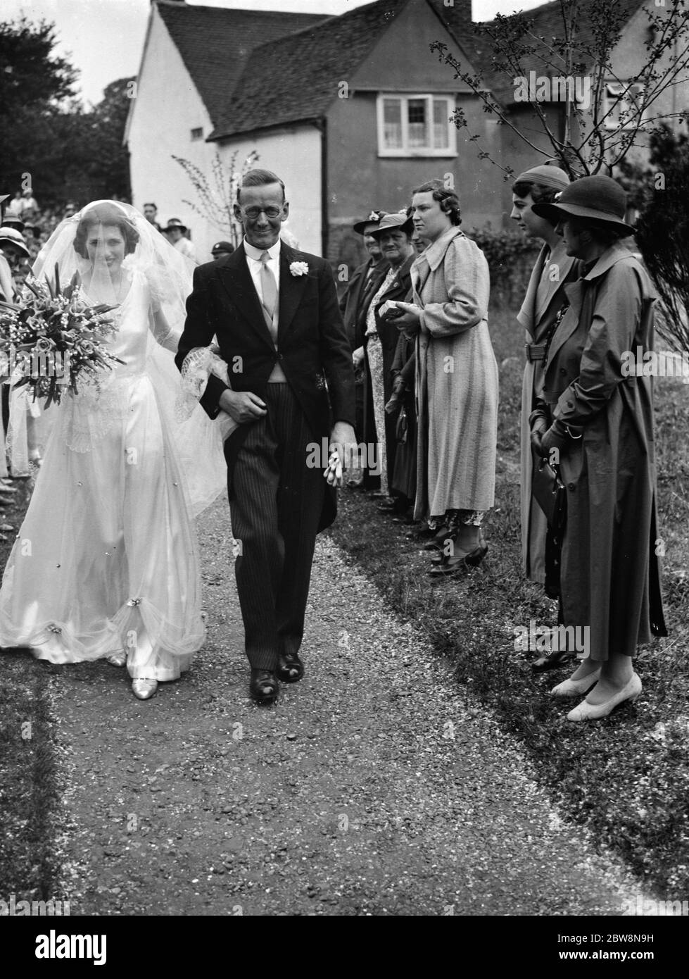 Die Hochzeit von Mr. R. Brown und Miss Myra Fox . 18 Juni 1938 Stockfoto