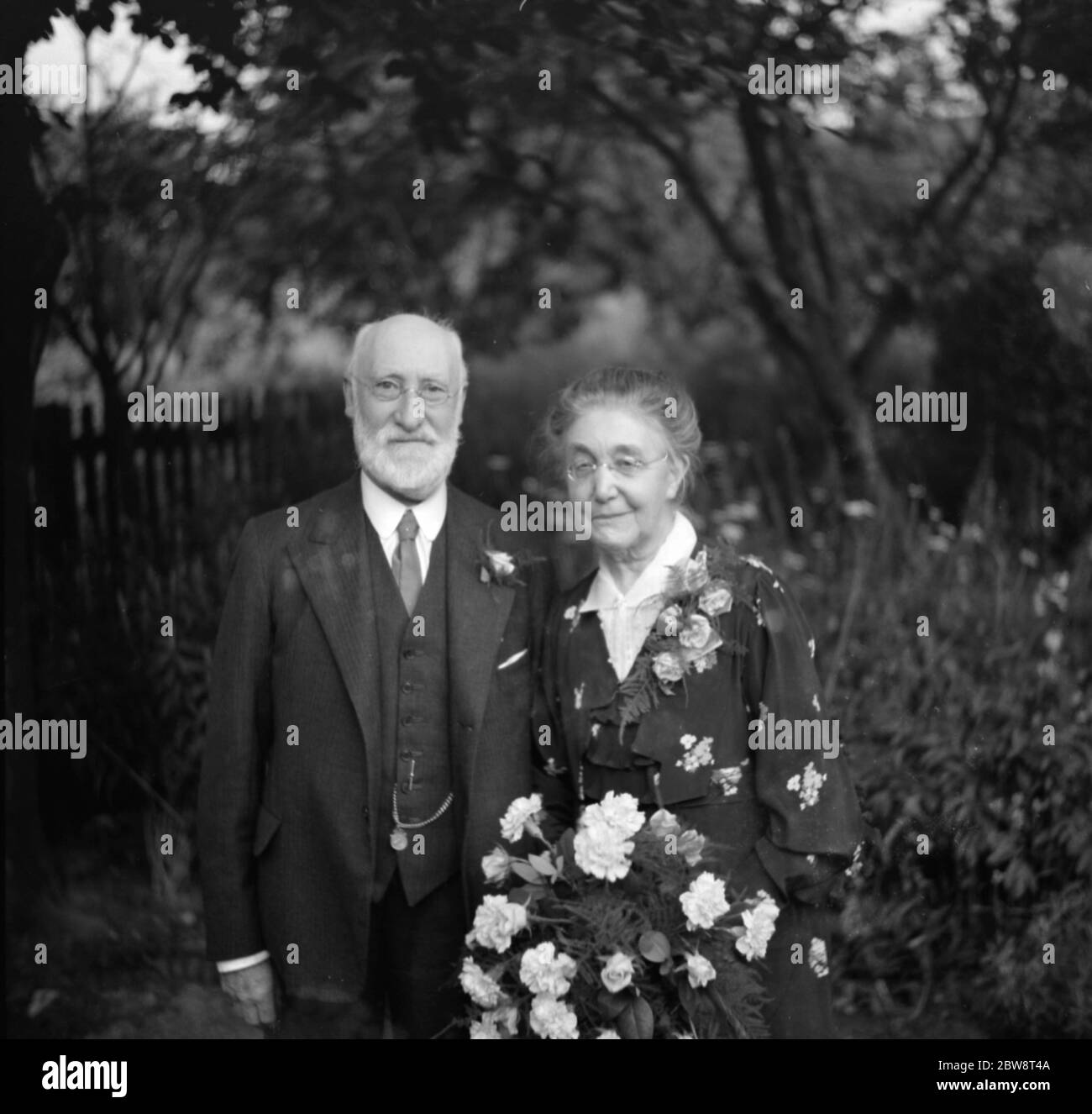 Herr und Frau Loosley zu ihrem goldenen Hochzeitstag. 1936 Stockfoto