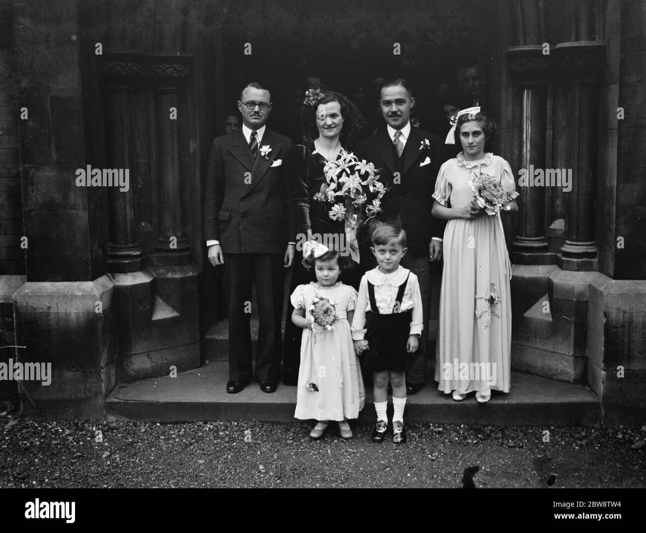 Die Hochzeit von Hew ' s und Evans . Lee . Die Hochzeitsgruppe . 1938 Stockfoto