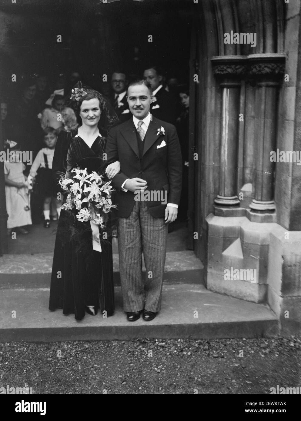 Die Hochzeit von Hew ' s und Evans . Lee . Die Braut und Bräutigam . 1938 Stockfoto