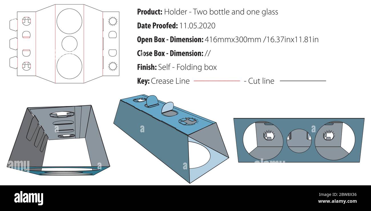 Halter - zwei Flaschen und eine Glasschablone - gestanzter Vektor Stock Vektor