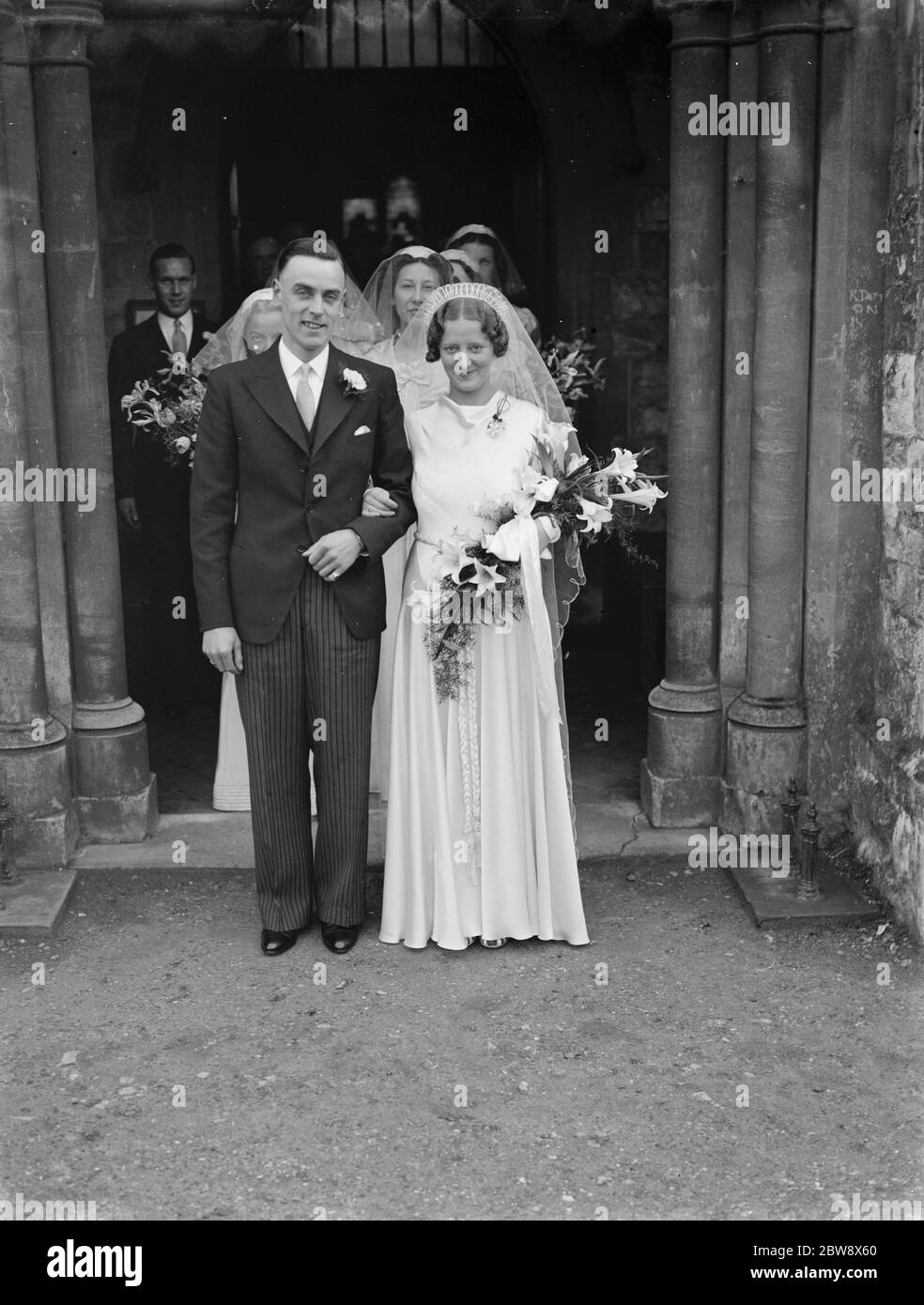 Die Hochzeit von Herrn A V Hatley und Miss R L wahr . 1939 Stockfoto
