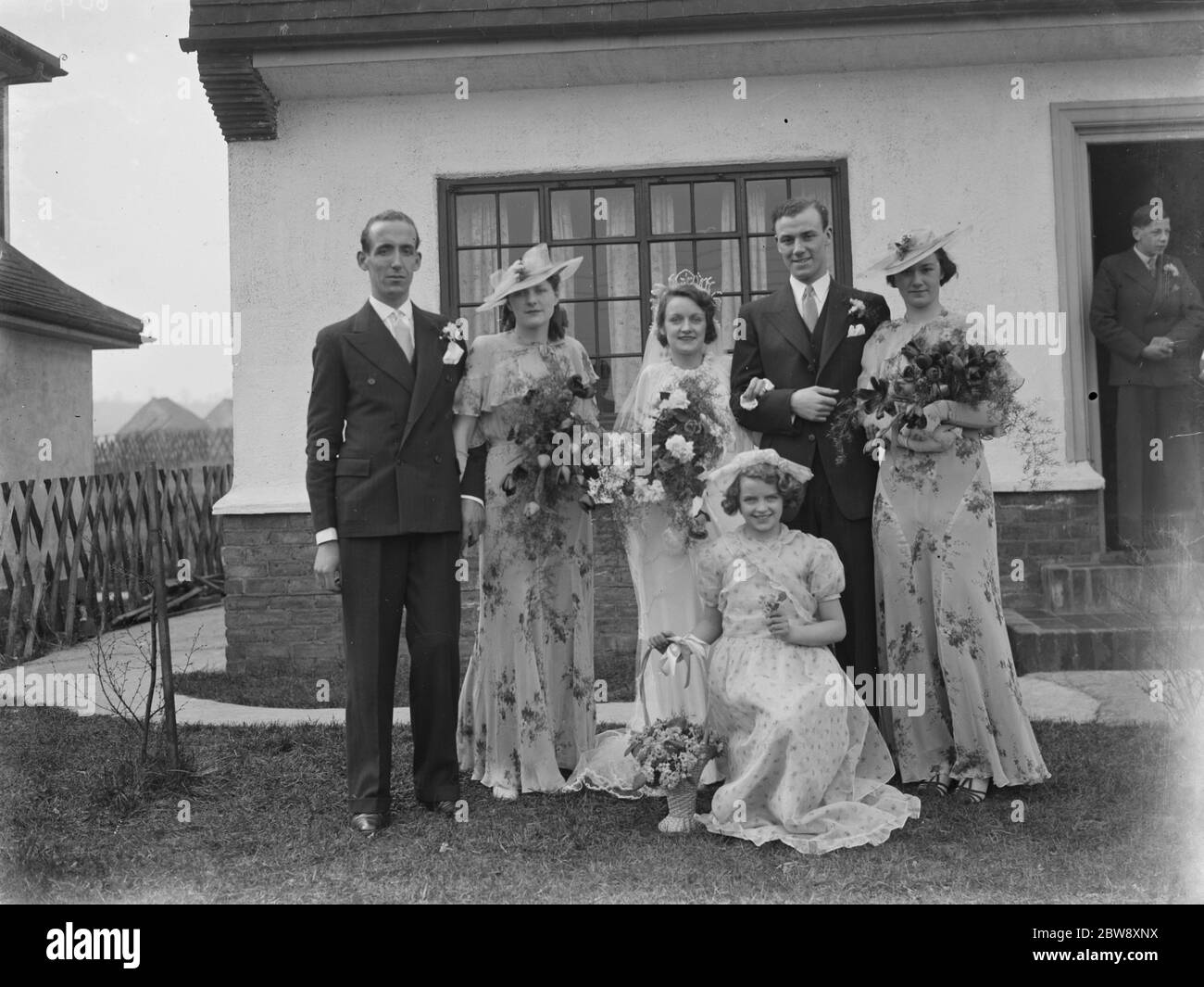 Die Dibben und Donoghue Hochzeit . Gruppenfoto . 1937 Stockfoto