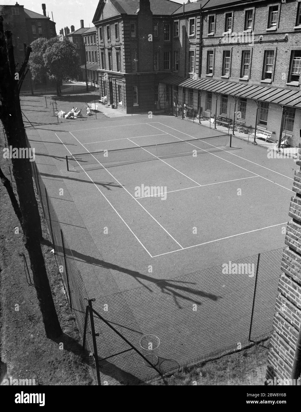 Tennisplätze im St Peters Hospital. 1938 Stockfoto