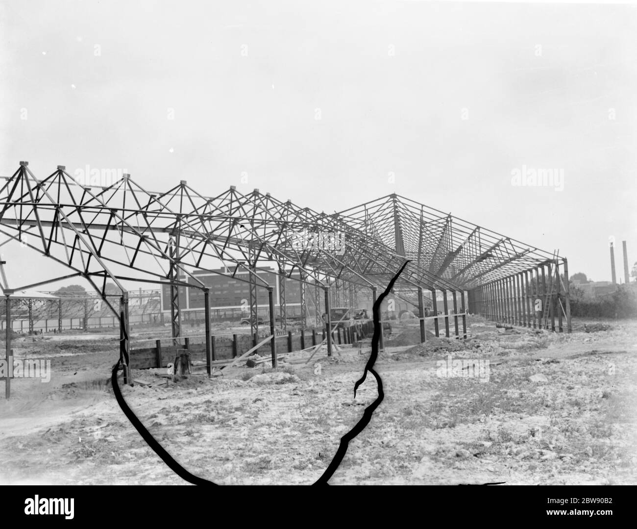 Die Arbeiten werden auf dem Crayford und Bexleyheath Greyhound Stadium in Kent, von den Erbauern W & C Französisch aus Essex. 1937 Stockfoto