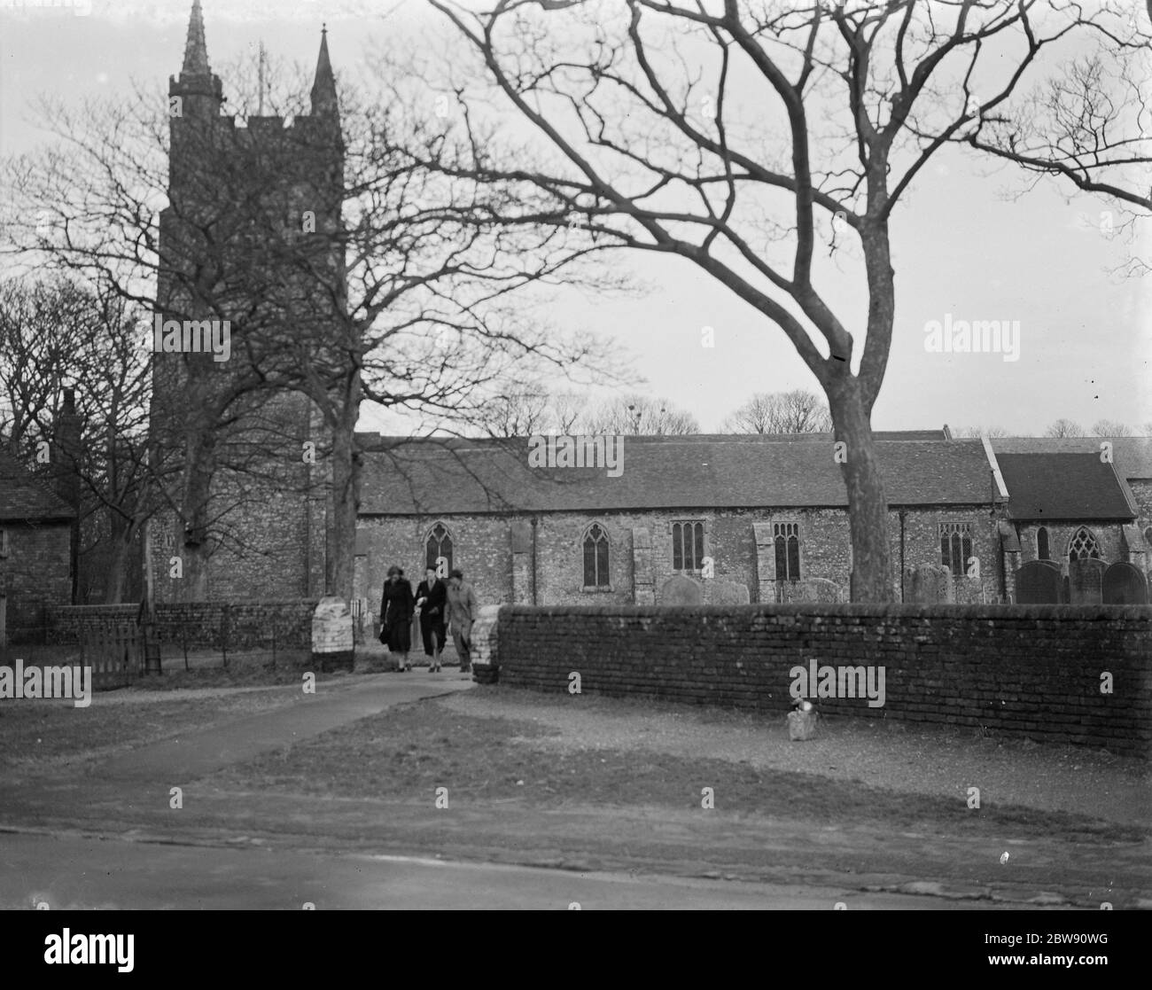 Außenansicht der Lydd Church, Kent. 17. Januar 1939 Stockfoto