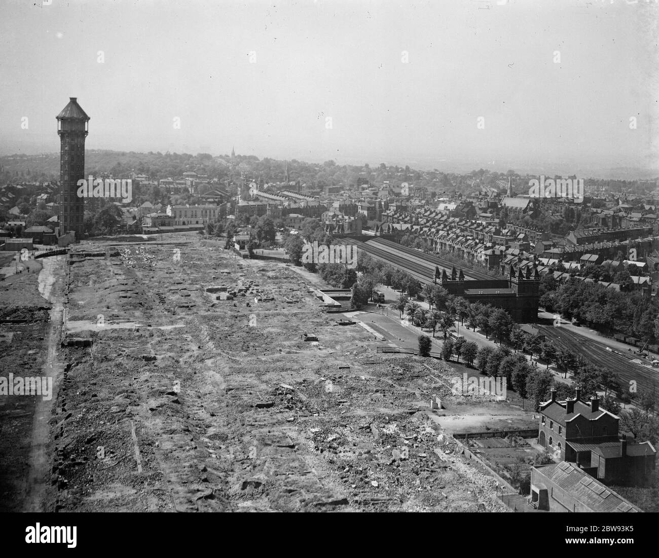 Eine allgemeine Ansicht der Website, wo der Crystal Palace Gebäude stand in Sydenham, London. Das Gebäude brannte 1936 ab. 1939 . Stockfoto