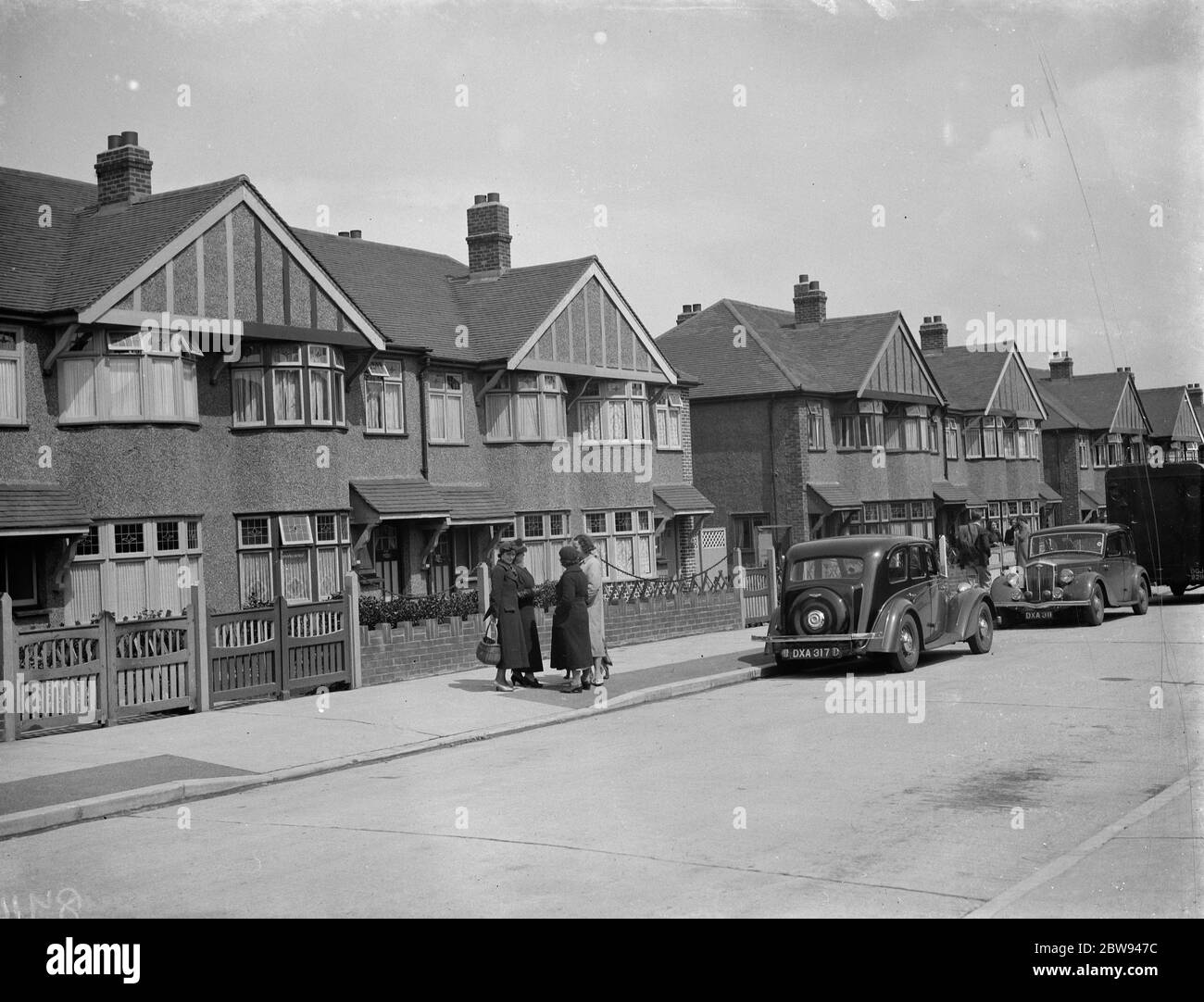 Die Straße, wo ein Mord in Welling, London passiert. 1938 Stockfoto