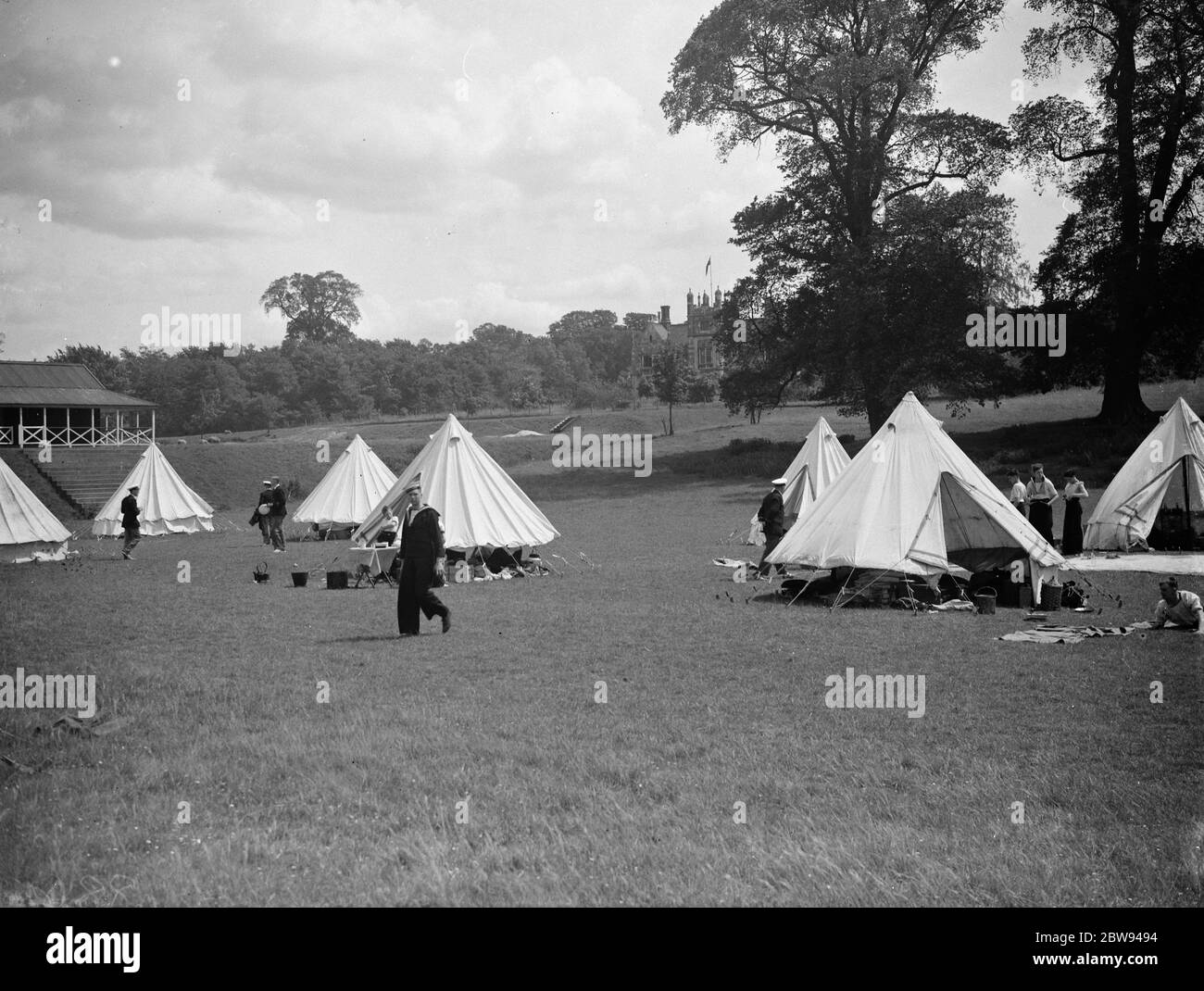 Royal Navy Reserve Freiwillige im Lager in Greenhithe, Kent. 1938 Stockfoto