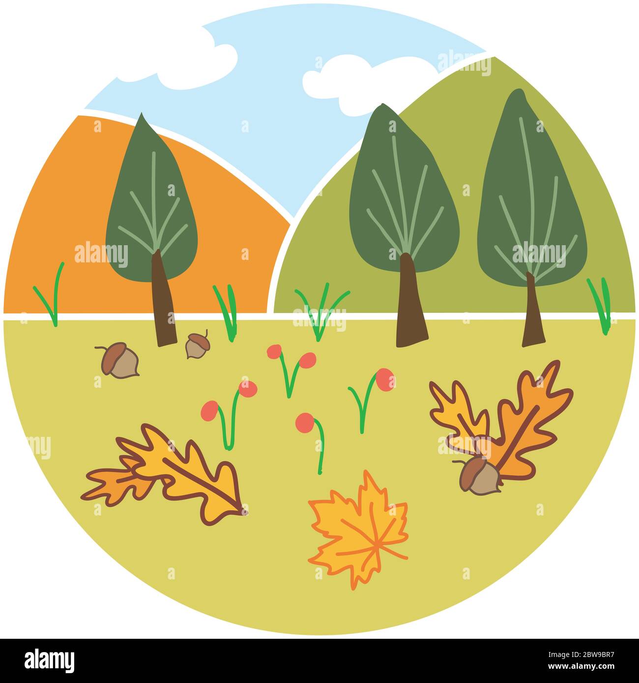 Circle Landschaft Herbst Saison Stock Vektor