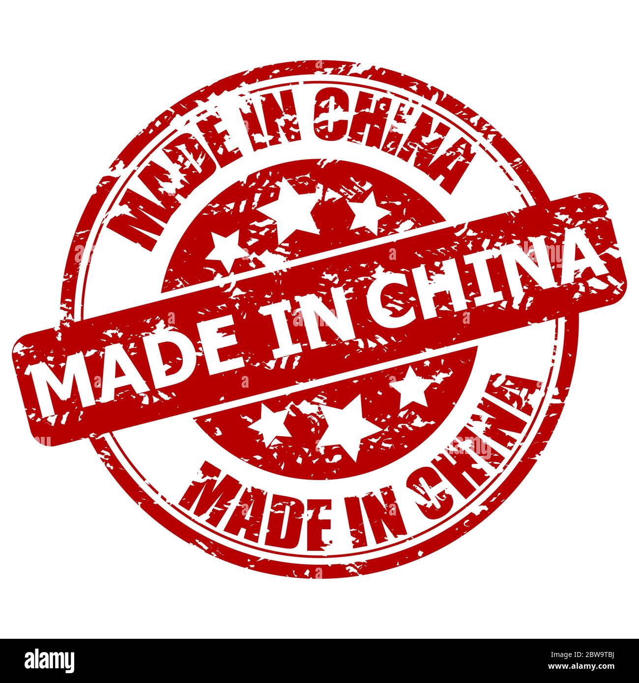 Hergestellt in china, Gummi Stempel hergestellt Artikel. Stempel china Garantie, produzieren und machen, Herstellung Siegel Aufdruck, Vektor-Illustration Stock Vektor