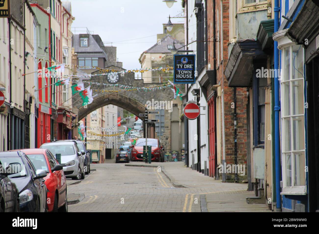 Caernarfon Stadt in Nord-Wales. Vereinigtes Königreich Stockfoto