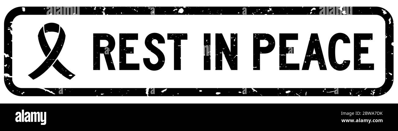 Grunge schwarz Rest in Frieden Wort mit Band Symbol quadratischen Gummi-Siegel Stempel auf weißem Hintergrund Stock Vektor