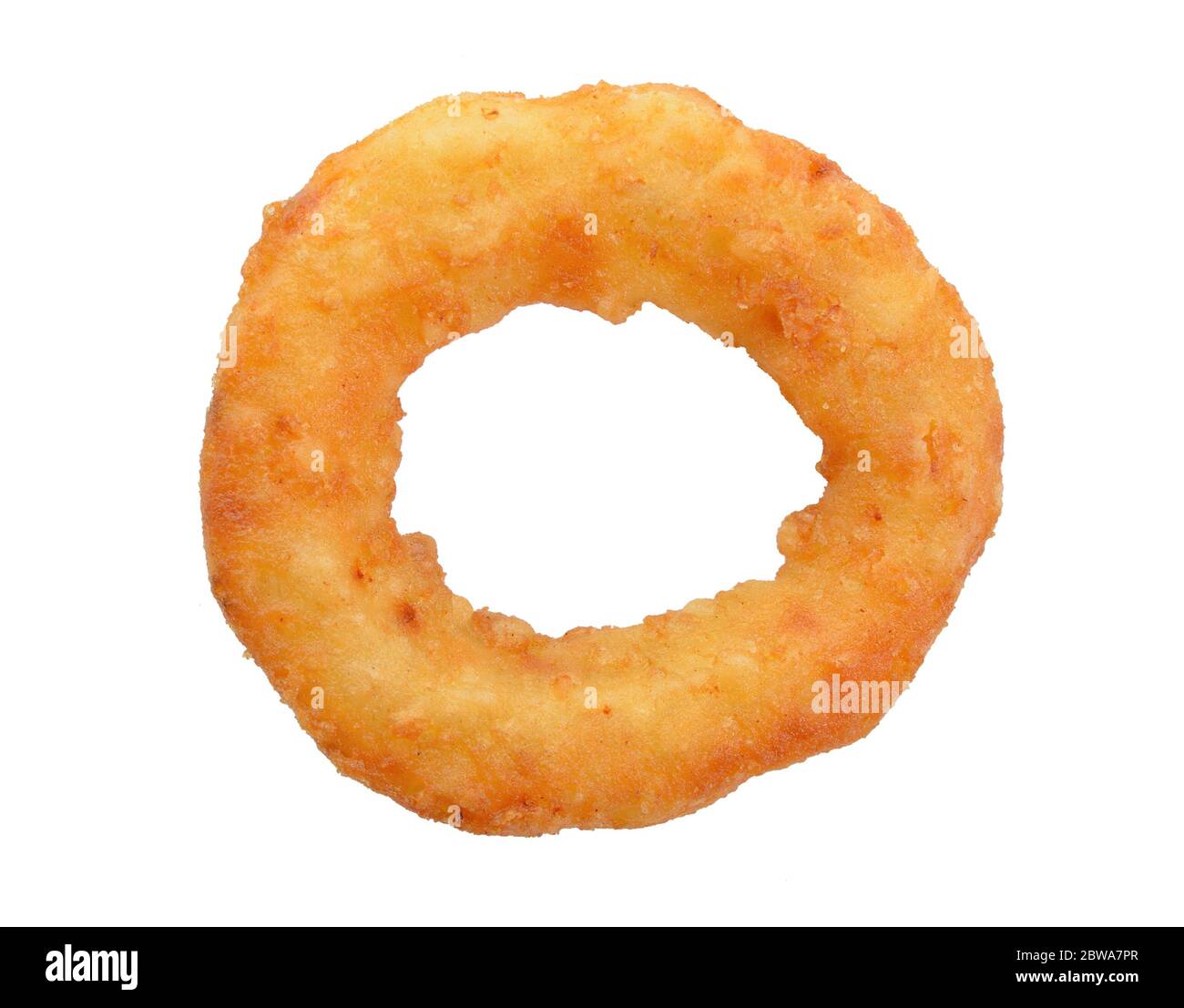Gebratene Zwiebelringe. Isoliert auf weißem Hintergrund Stockfoto