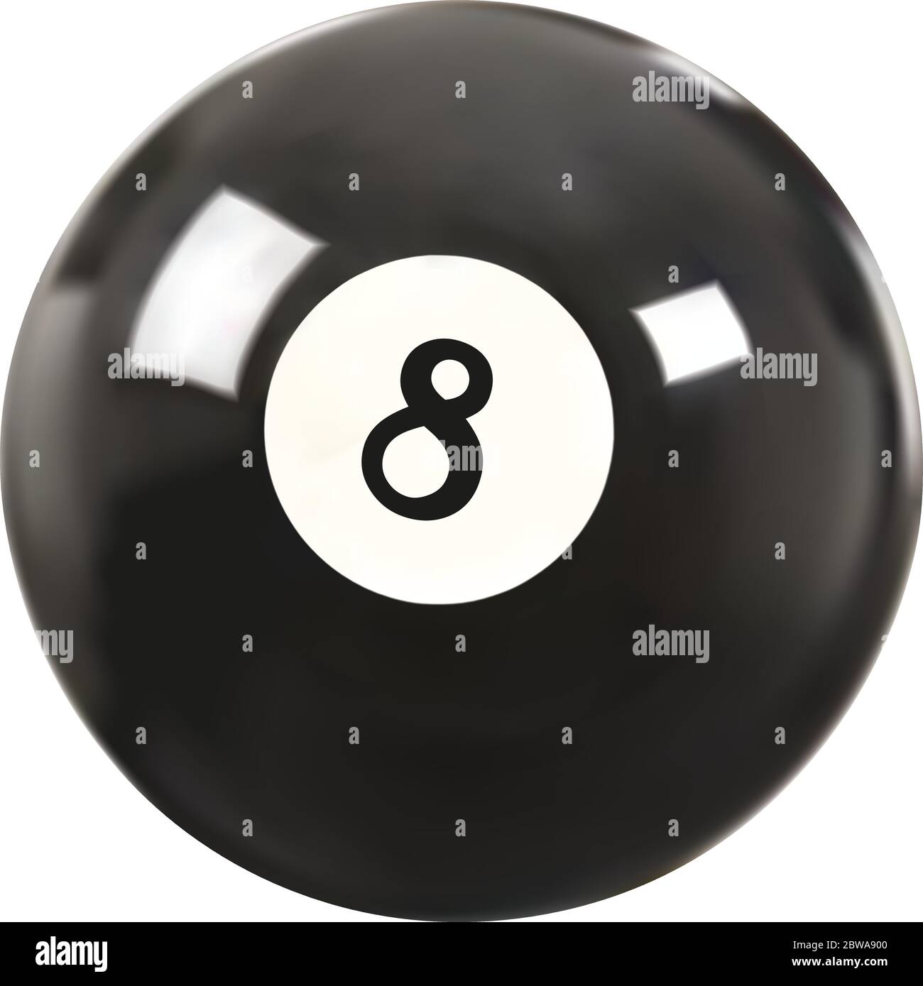 Realistische Vektor-Billard-Kugel 8. Isoliert auf weißem Hintergrund. Stock Vektor