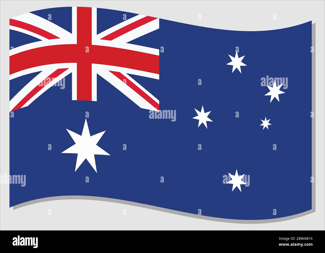 Winkende Flagge von Australien Vektorgrafik. Illustration der australischen Flagge. Australien Landesflagge wavin im Wind ist ein Symbol der Freiheit und Inde Stock Vektor