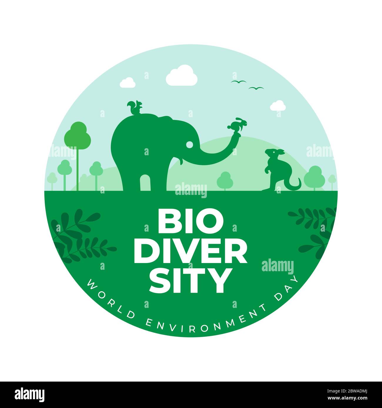 Design für den Weltumwelttag mit Biodiversitätsthema zu feiern Stock Vektor