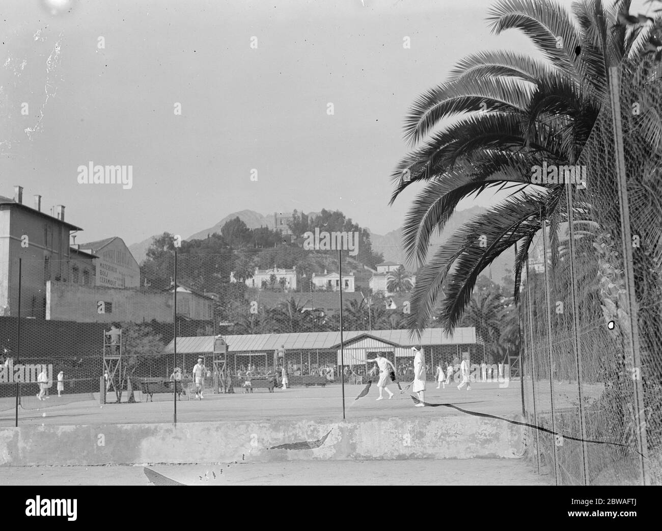 Menton - die Tennisplätze Stockfoto