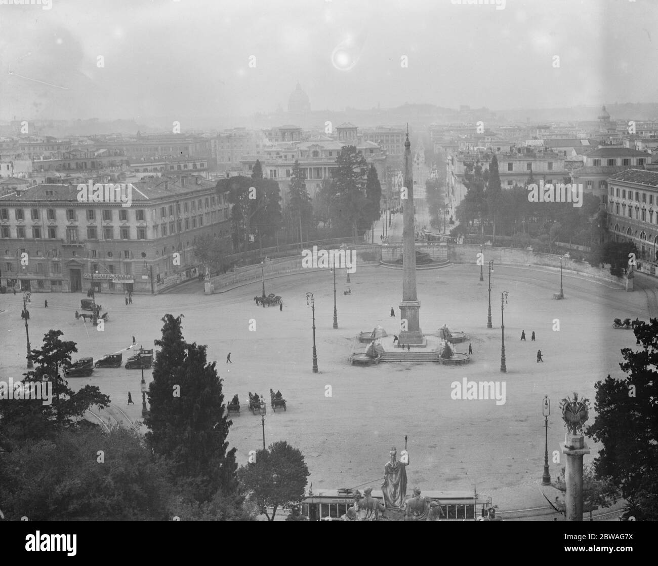 Rom - Blick aus der Vogelperspektive auf die Piazza del Popolo Stockfoto