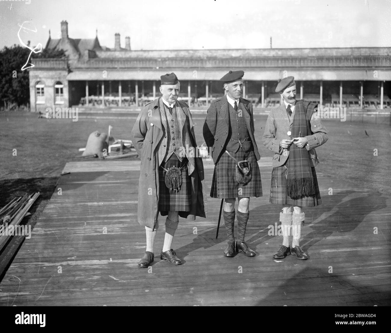 Bei der Highland Gathering in Inverness, Schottland; Herr S. Macdonald, Herr Archibald Campbell und Major Ian Grant, DSO. 17. September 1925 Stockfoto