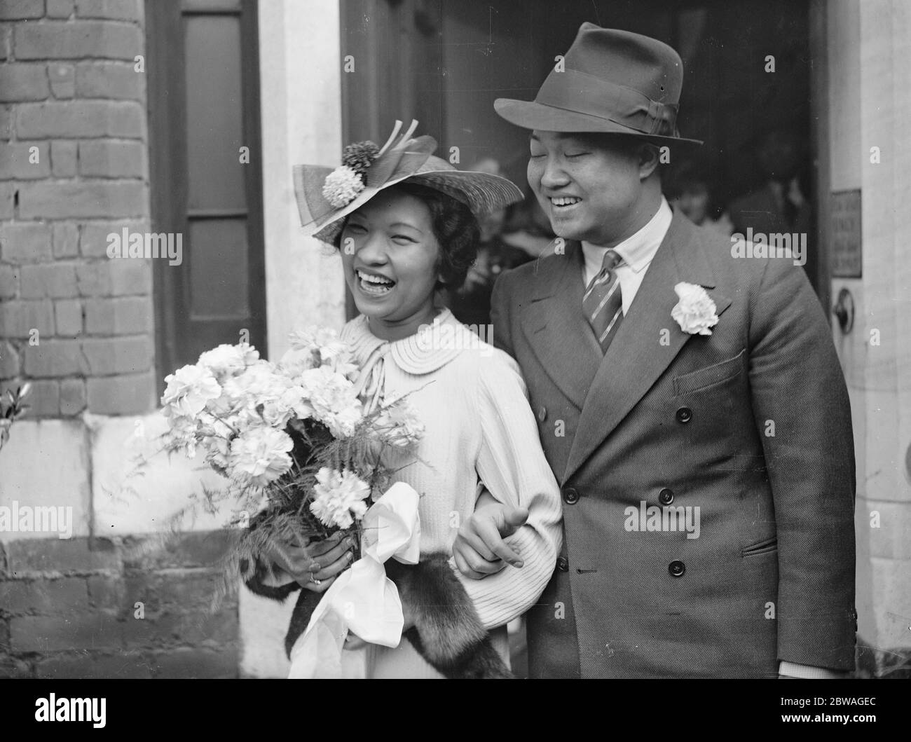 Hochzeit von Mom Chac Arjuna Svasti, Sekretärin des ehemaligen Königs von Siam, und Prinzessin Chandra Paribatra von Siam 25. Mai 1936 Stockfoto
