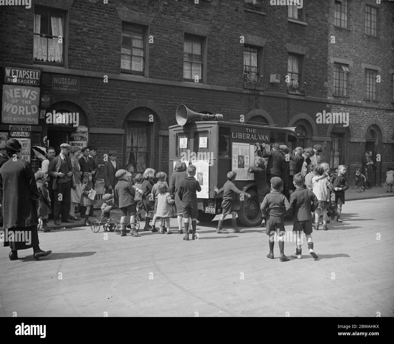 Wahltag in Lambeth der Liberale Loud Speaking Van 30 Mai 1929 Stockfoto