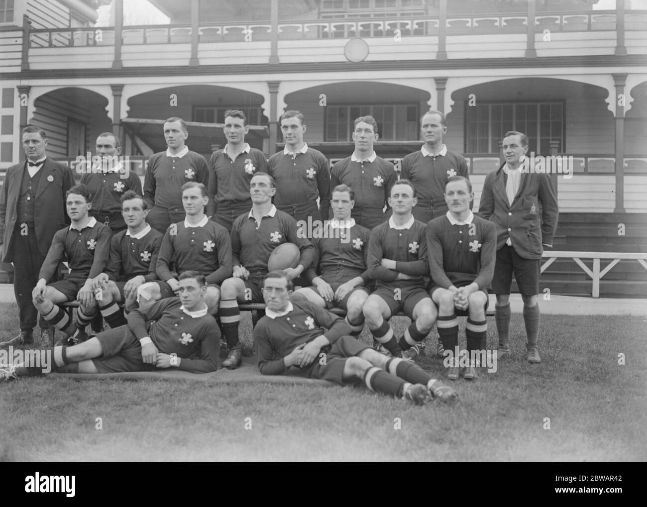 England 's sensationelle Niederlage am Samstag Rugby International in Cardiff The Welsh Team 21 Januar 1922 Stockfoto