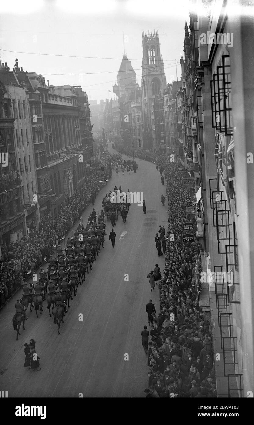 Die Lord Mayor 's Show . Die Prozession in Fleet Street, London. November 1936 Stockfoto