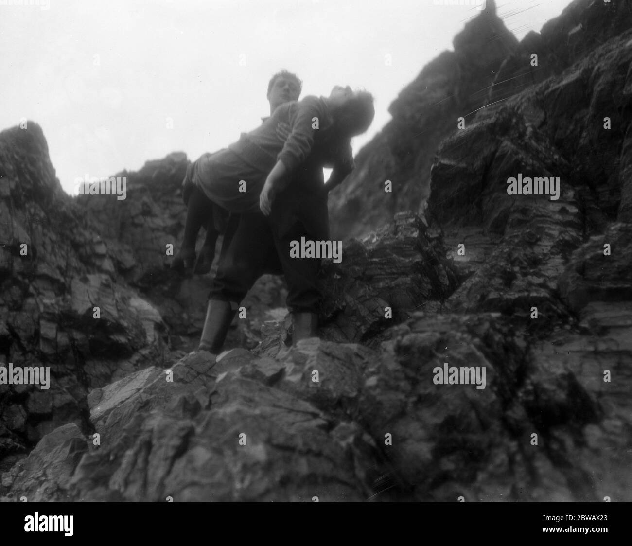 Die Dreharbeiten von "The Manxman" , eine Geschichte der sternenüberkreuzten Liebe auf der Isle of man . Regie: George Loane Tucker mit Elisabeth Risdon. 1916 Stockfoto