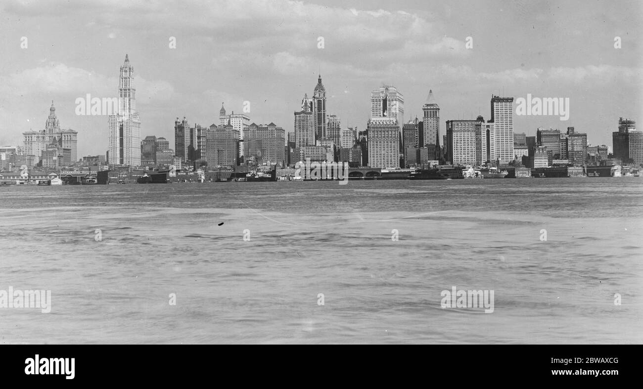 Bemerkenswerte Aussicht auf die Skyline von Lower New York Januar 1921 Stockfoto