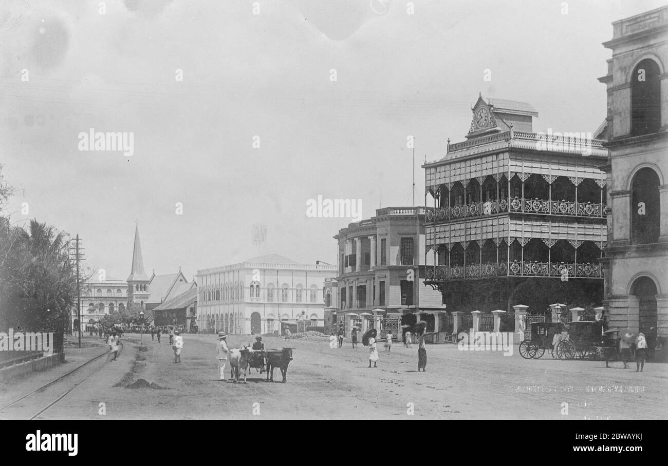 Der Strand Rangun nach Westen schauend und zeigt das Postamt 31 Dezember 1921 Stockfoto