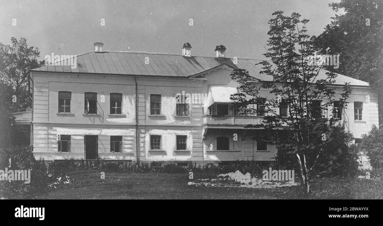Count Tolstoi ' s Home . Das Schloss von Yasnaya Polyana 28 August 1919 Stockfoto