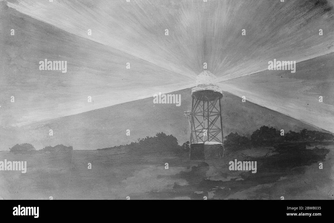 Luftlichtanlage von Originalzeichnung von Mr A G Watson , The Gas Accumulator Co , Brentford Single Flash Light Station , Tatsfield Hill 25 May 1922 Stockfoto