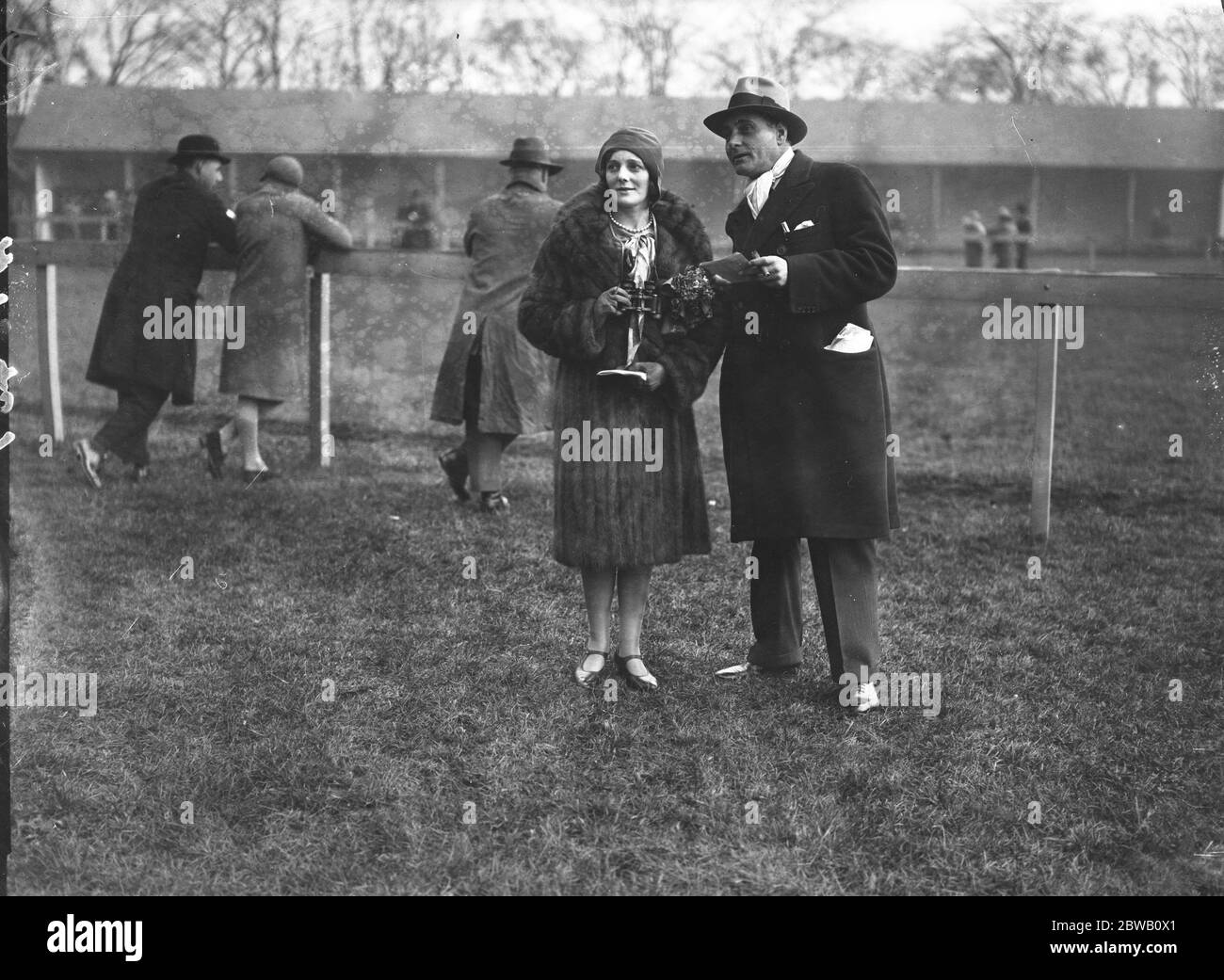 Abgebildet bei den Derby-Rennen sind die Schauspieler, Herr und Frau Henry Edwards (Frau Edwards war früher Miss Chrissie White, der berühmte britische Filmstar). Herr Edwards war ein hervorragender Erfolg in dem Film "Flag Lieutenant", der vor kurzem erschien. November 1929 Stockfoto