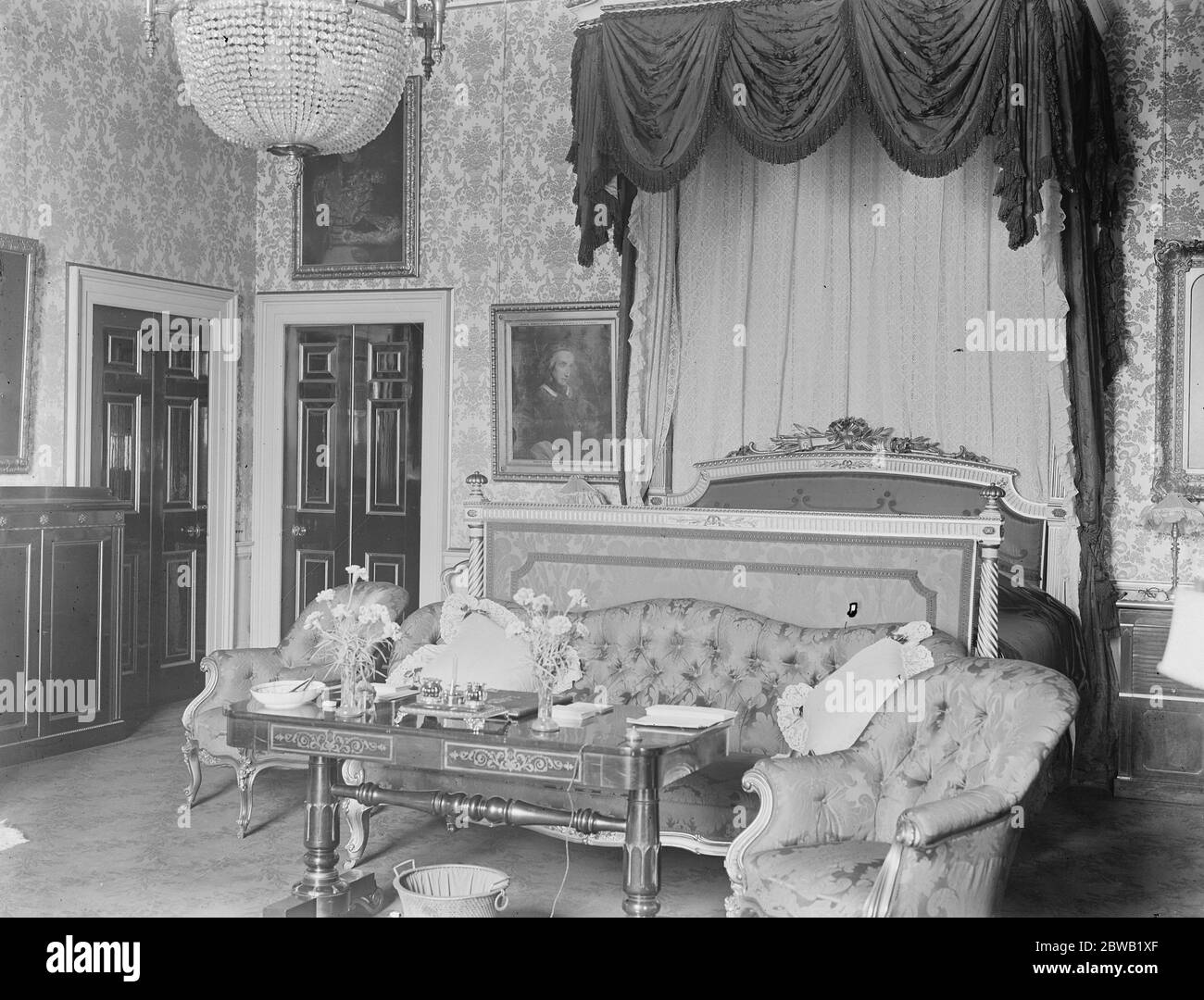 President Wilson 's Schlafzimmer am Buckingham Palace 11 Dezember 1919 Stockfoto