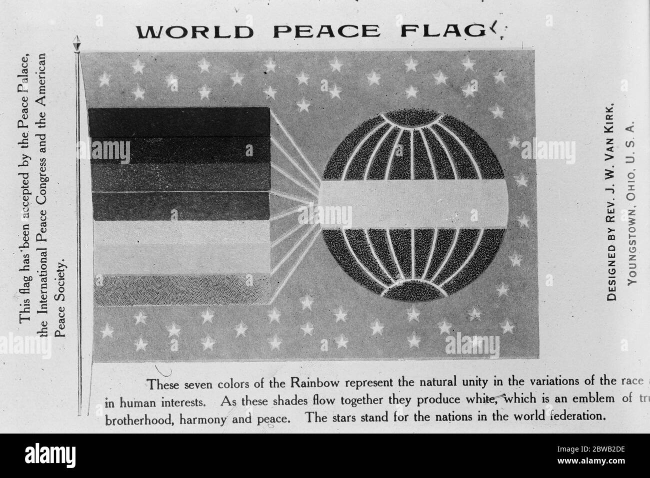 Neue Weltfriedensfahne entworfen von Reverend J W Van Kirk Youngstown , Ohio USA 1919 Stockfoto