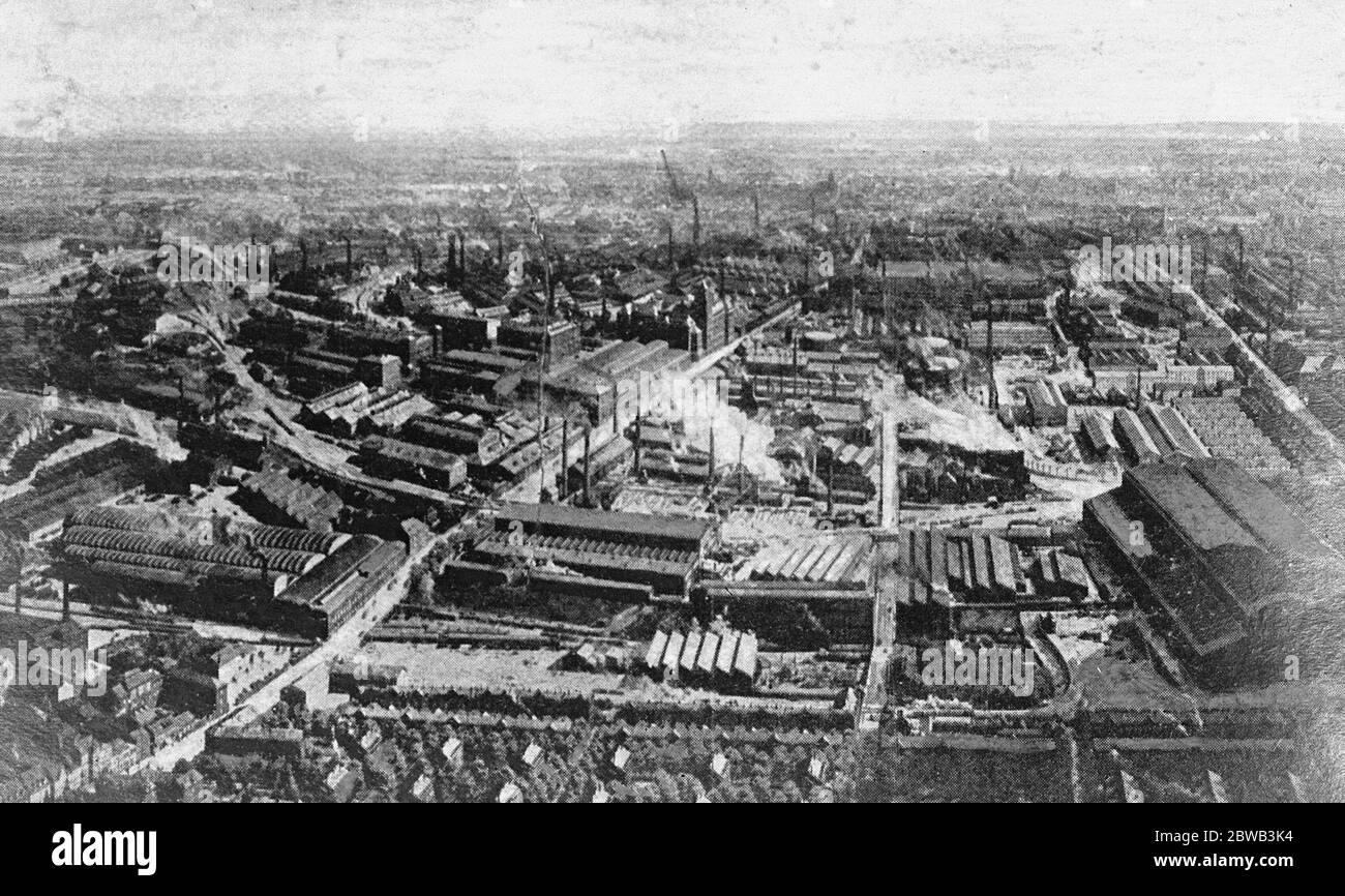 Berühmte Ruhrstadt von Frankreich beschlagnahmt werden. Essen, eine allgemeine Ansicht der großen Krupp Werke. 10. Januar 1921 Stockfoto
