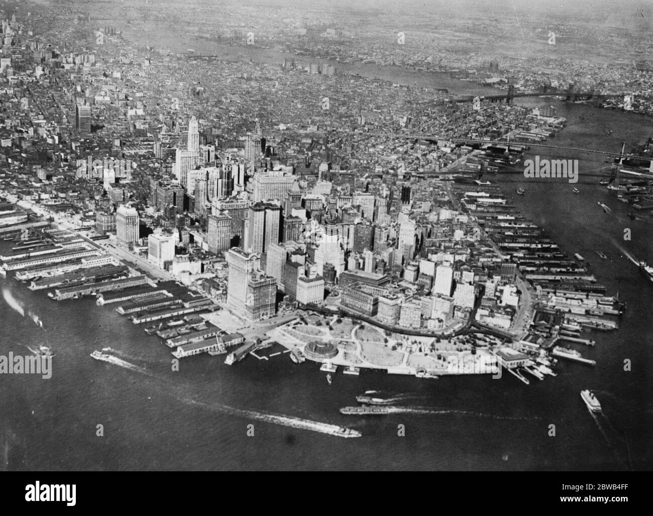 Blick nach unten auf New York . Ein Foto von New York aus der Luft von einem Fairchild Fokker Kamera Flugzeug. 11 Februar 1924 Stockfoto