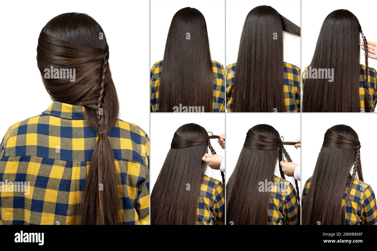 Einfache geflochtene Frisur Stockfoto