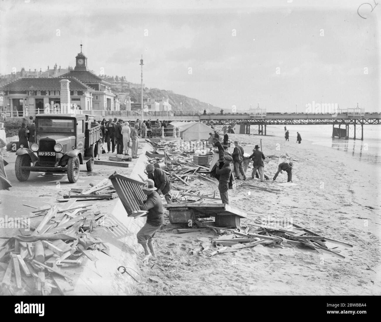 Sturm Verwüstung in Bournemouth, Dorset. September 1935 Stockfoto