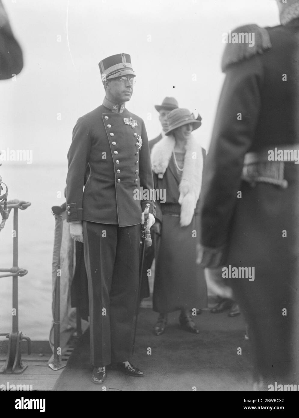 Der Kronprinz von Schweden und Lady Louise Mountbatten besuchen das schwedische Kampfgeschwader in Sheerness. Juli 1923 Stockfoto