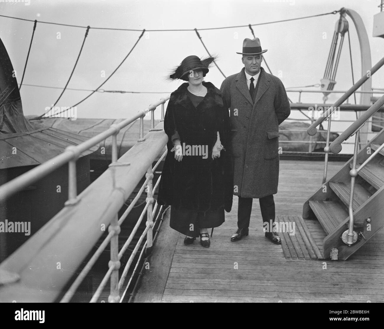 Über die SS Berengaria Herr Theodore , Premierminister von Queensland , Frau Theodore 23 Februar 1924 Stockfoto