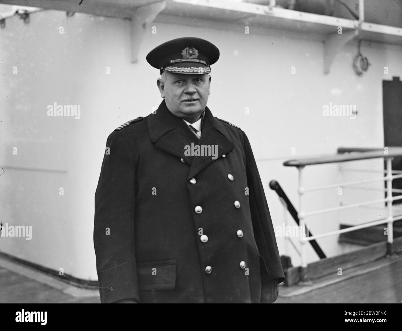 An Bord der SS Almeda in Tilbury . Captain W Turner Russell , der Skipper . 16 Februar 1927 Stockfoto