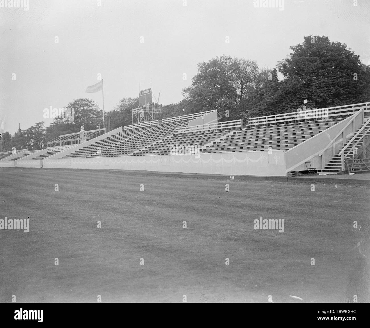 Alle bereit für Samstag Grat International Polo Match EINEN Blick auf die neu gebauten Stände in Hurlingham 17 Juni 1921 Stockfoto