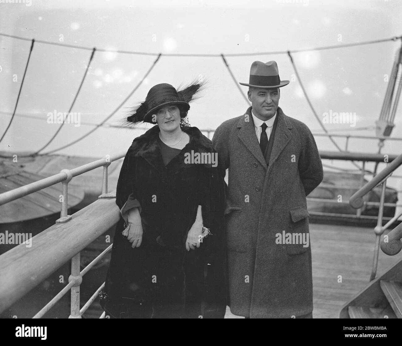 Über die SS Berengaria Herr Theodore , Premierminister von Queensland , Frau Theodore 23 Februar 1924 Stockfoto