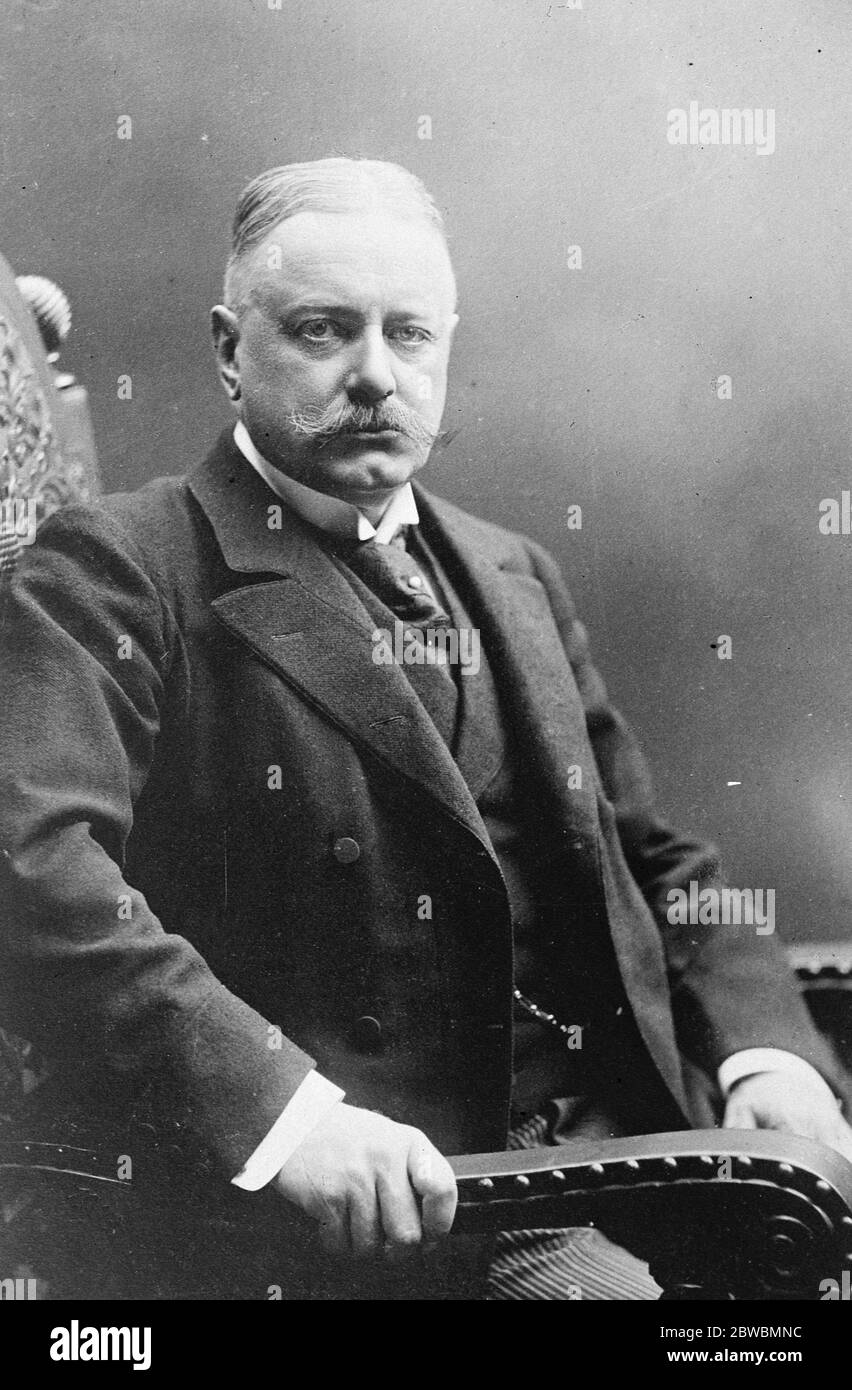 Prinz Bulow kann der neue deutsche Reichskanzler sein Es wird behauptet, dass Prinz Bulow, der Reichskanzler von Deutschland unter Wilhelm II war, wird gesprochen als neuer Kanzler 8 Mai 1924 Stockfoto