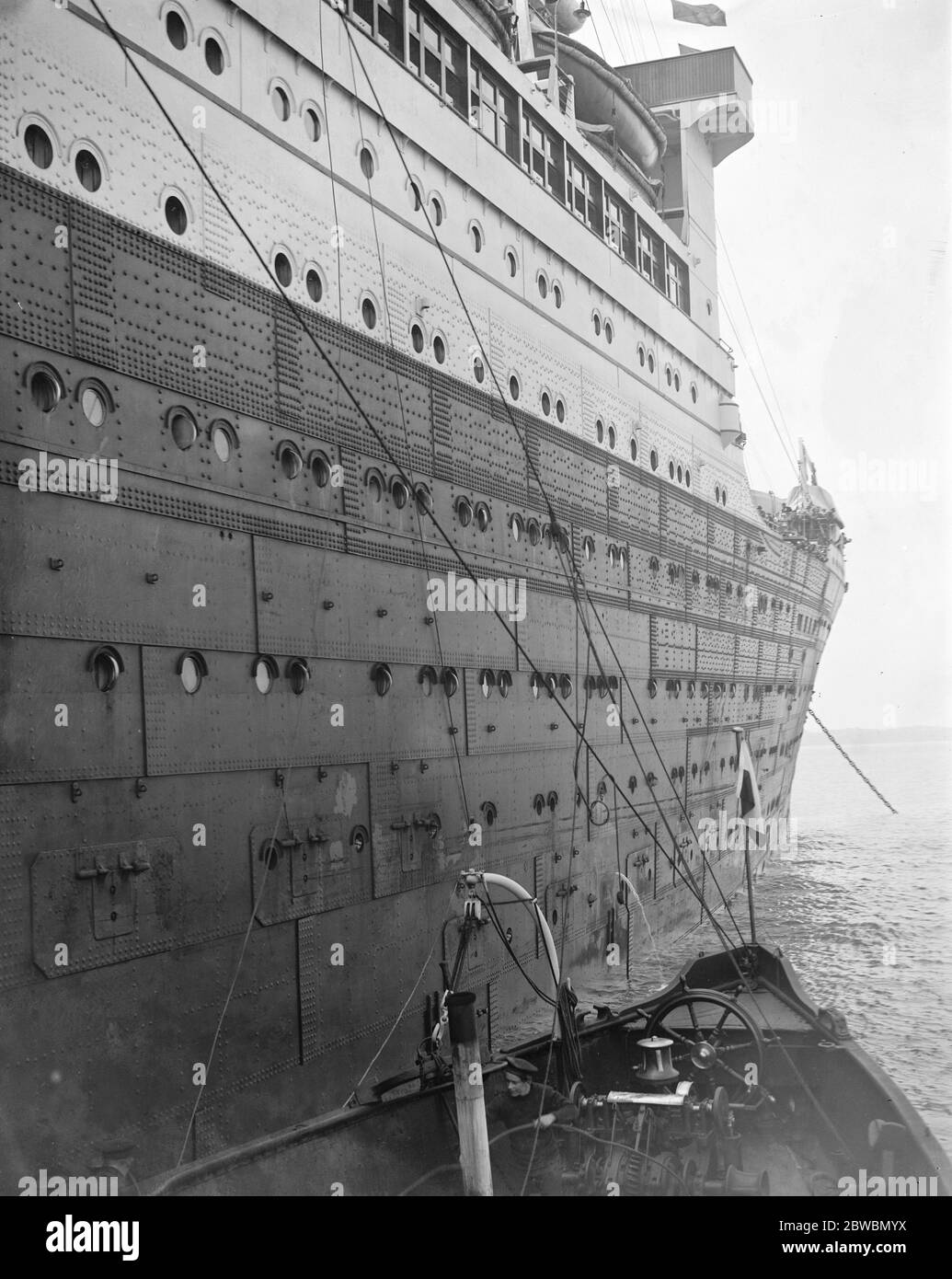 Ansicht des SS Vaterland in Southampton Ansicht zeigt die Tiefe des Schiffes Stockfoto